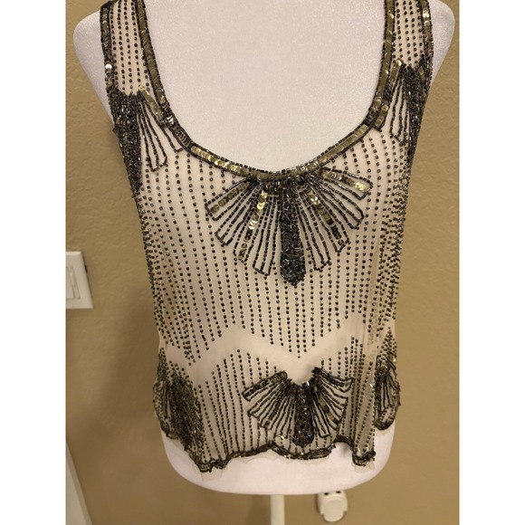 Women's Nude Sheer Embellished Top, By Black, Size Large - Picture 3 of 9